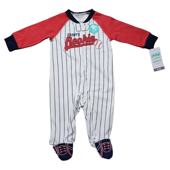 Child Of Mine By Carters Baseball Onsie Sz 0-3 Months NWT - Picture 1 of 4